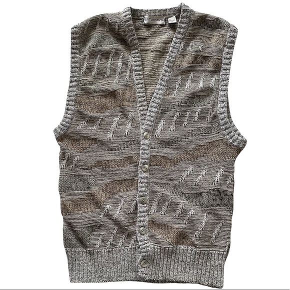 ❌ SOLD ❌ Vintage 80s Saturdays Textured Abstract Sweater Vest Size Medium - Picture 3 of 7